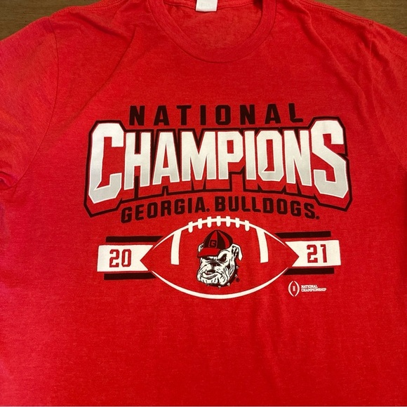 Georgia Bulldogs Mens T Shirt Medium Red UGA National Champions 2021 - Picture 2 of 8